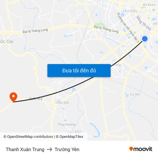 Thanh Xuân Trung to Trường Yên map
