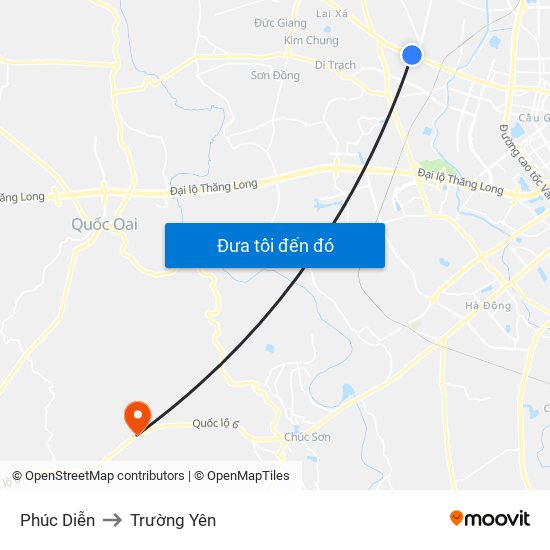 Phúc Diễn to Trường Yên map