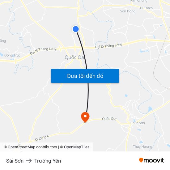 Sài Sơn to Trường Yên map