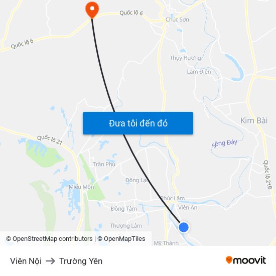 Viên Nội to Trường Yên map