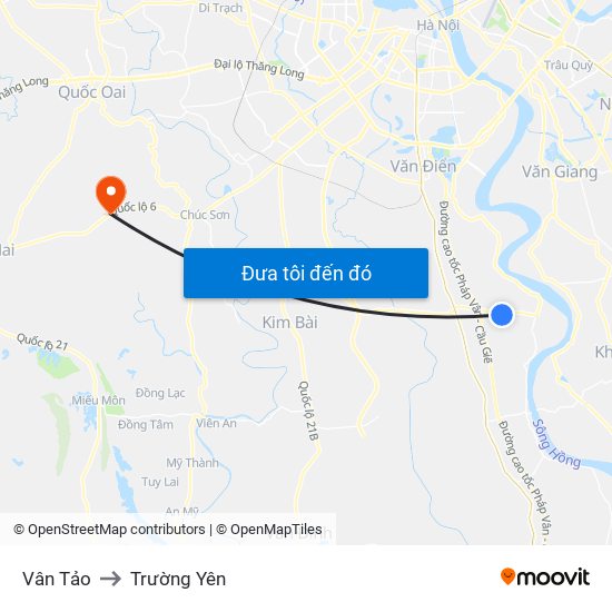 Vân Tảo to Trường Yên map