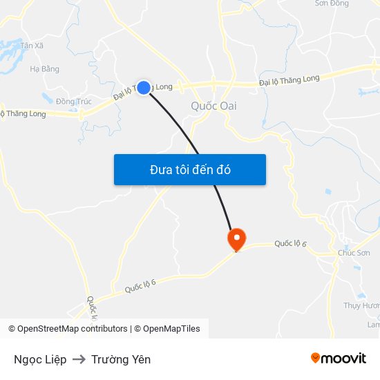 Ngọc Liệp to Trường Yên map