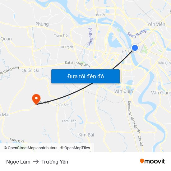 Ngọc Lâm to Trường Yên map