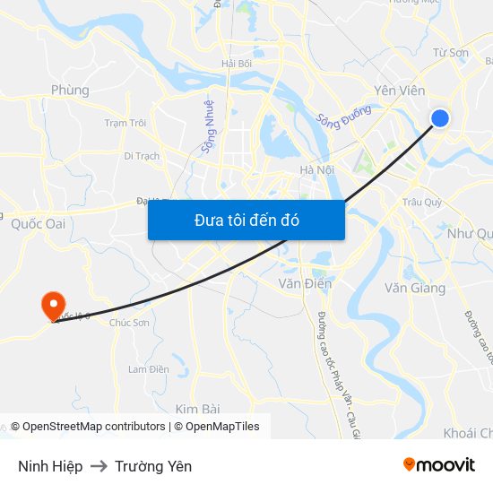 Ninh Hiệp to Trường Yên map