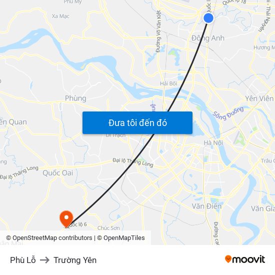 Phù Lỗ to Trường Yên map