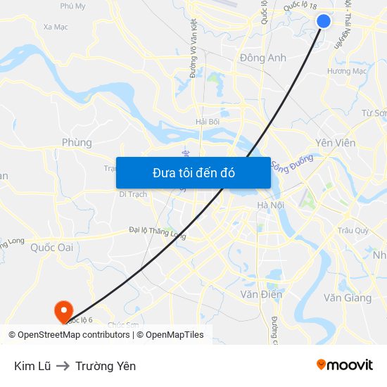 Kim Lũ to Trường Yên map