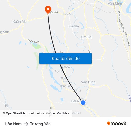 Hòa Nam to Trường Yên map