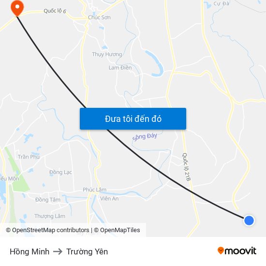 Hồng Minh to Trường Yên map