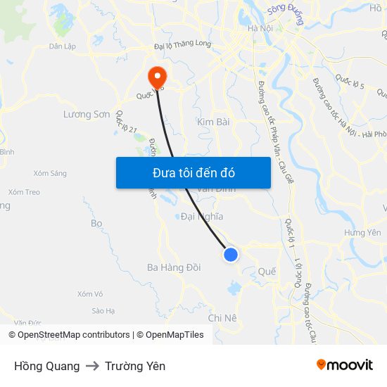 Hồng Quang to Trường Yên map