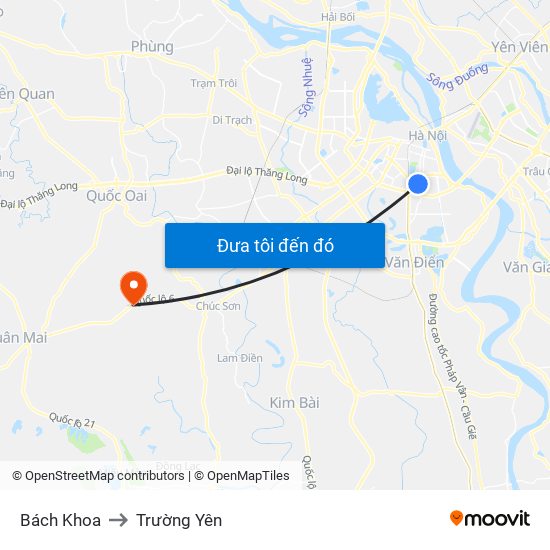 Bách Khoa to Trường Yên map