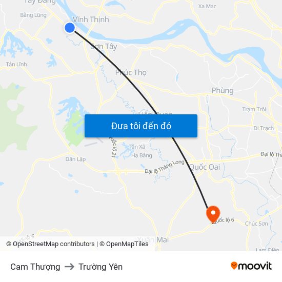 Cam Thượng to Trường Yên map