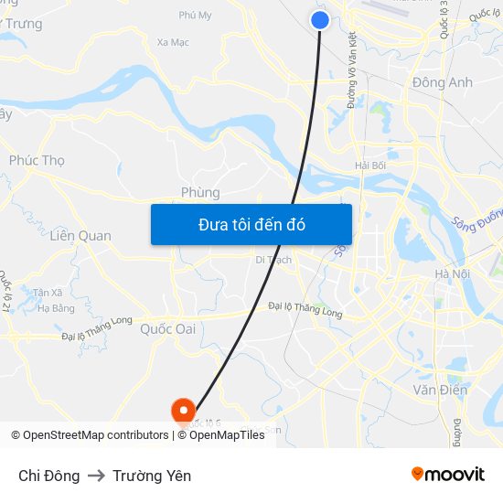 Chi Đông to Trường Yên map