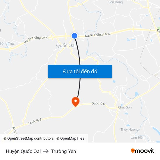 Huyện Quốc Oai to Trường Yên map