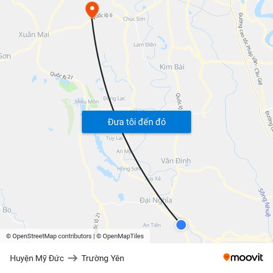 Huyện Mỹ Đức to Trường Yên map