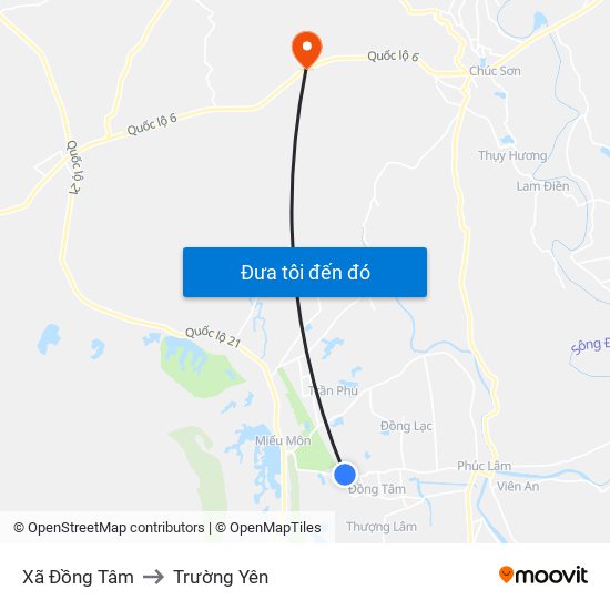 Xã Đồng Tâm to Trường Yên map