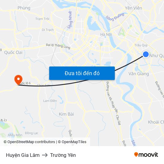 Huyện Gia Lâm to Trường Yên map