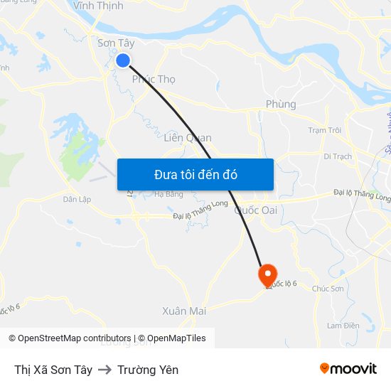 Thị Xã Sơn Tây to Trường Yên map