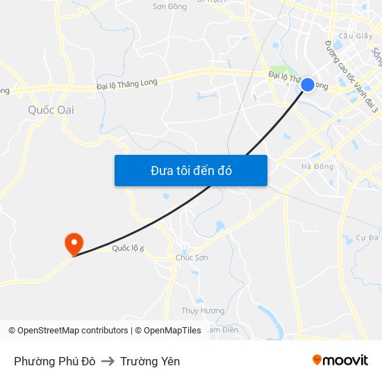 Phường Phú Đô to Trường Yên map