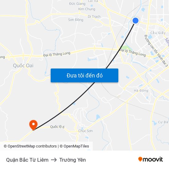 Quận Bắc Từ Liêm to Trường Yên map