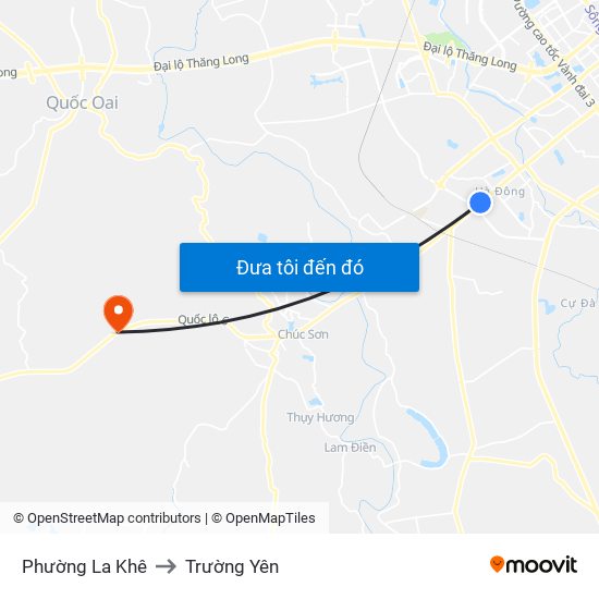 Phường La Khê to Trường Yên map
