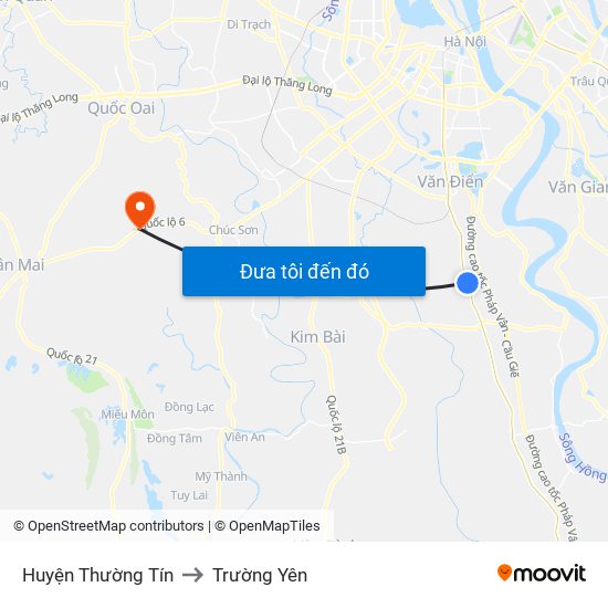 Huyện Thường Tín to Trường Yên map