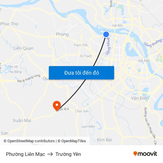 Phường Liên Mạc to Trường Yên map