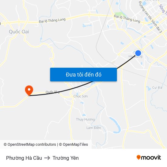 Phường Hà Cầu to Trường Yên map