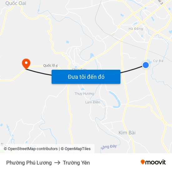Phường Phú Lương to Trường Yên map