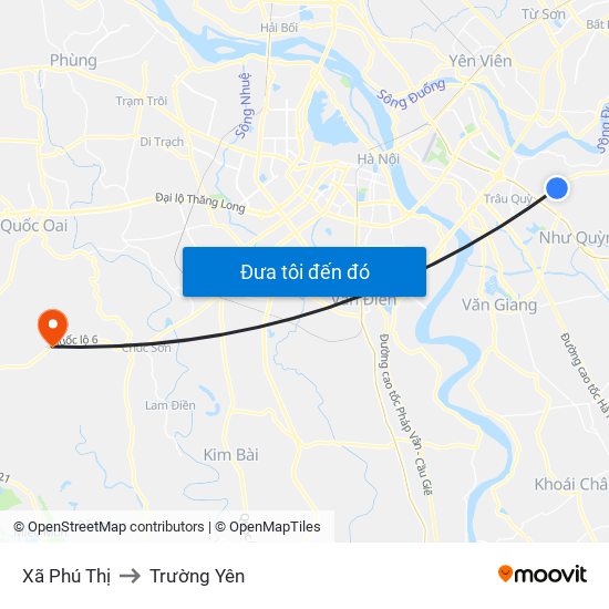 Xã Phú Thị to Trường Yên map