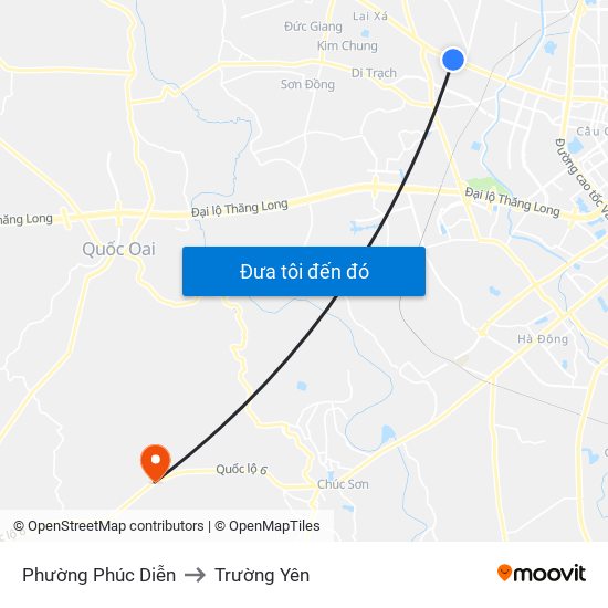 Phường Phúc Diễn to Trường Yên map