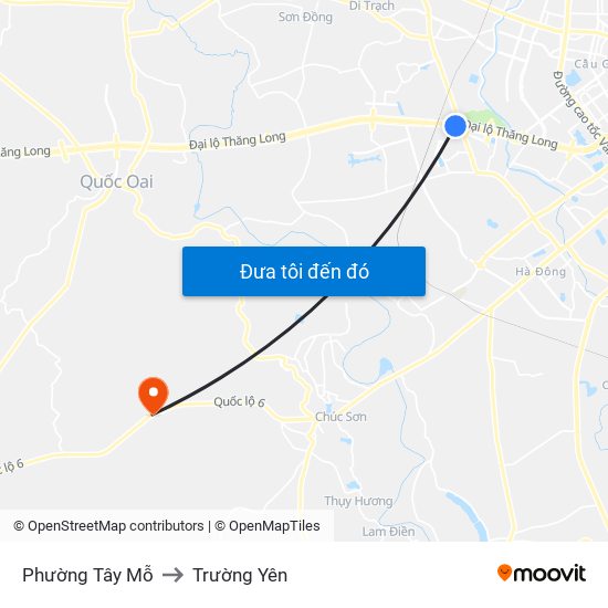 Phường Tây Mỗ to Trường Yên map