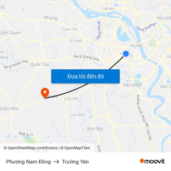 Phường Nam Đồng to Trường Yên map