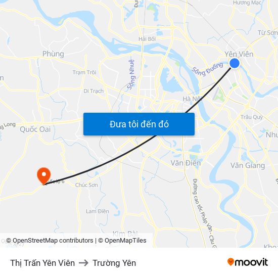 Thị Trấn Yên Viên to Trường Yên map