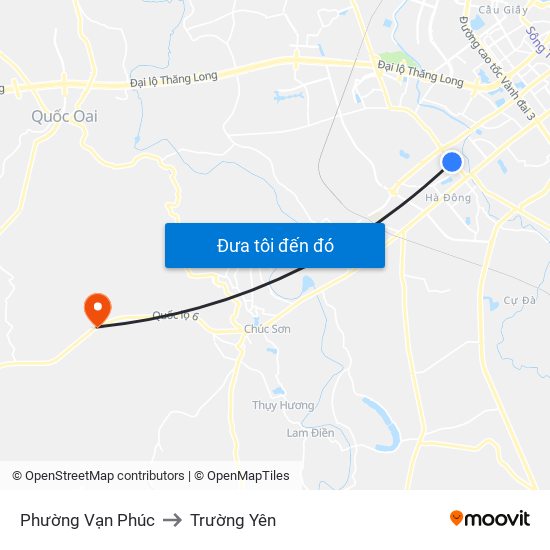 Phường Vạn Phúc to Trường Yên map