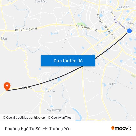 Phường Ngã Tư Sở to Trường Yên map