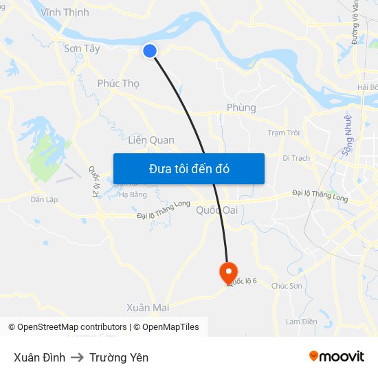 Xuân Đình to Trường Yên map