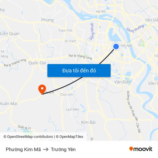 Phường Kim Mã to Trường Yên map