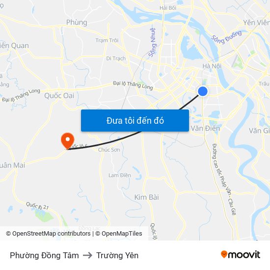 Phường Đồng Tâm to Trường Yên map