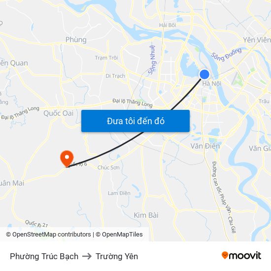 Phường Trúc Bạch to Trường Yên map