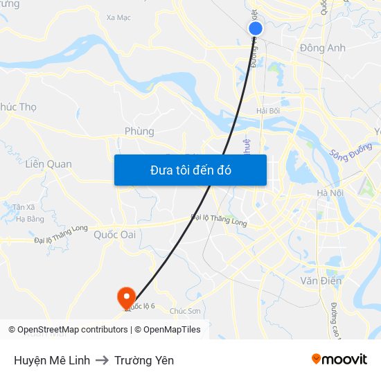 Huyện Mê Linh to Trường Yên map