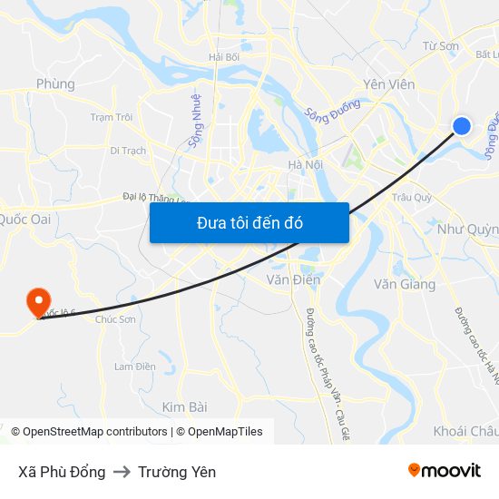 Xã Phù Đổng to Trường Yên map