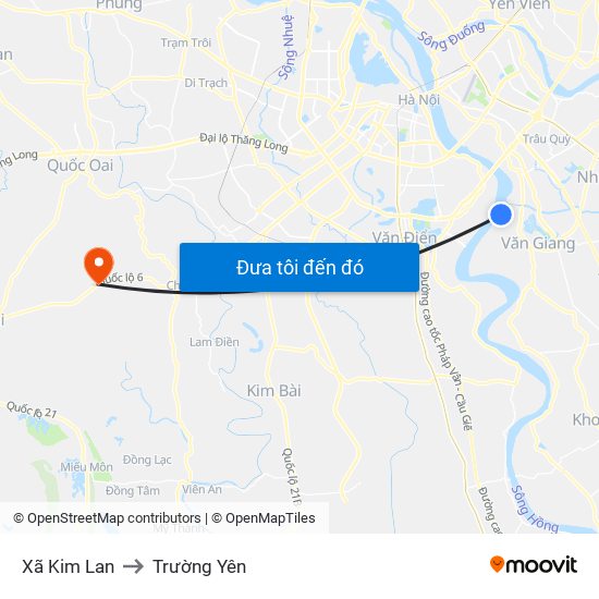 Xã Kim Lan to Trường Yên map