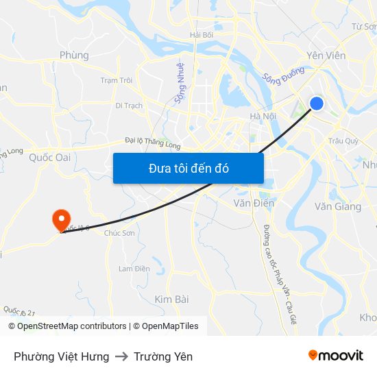 Phường Việt Hưng to Trường Yên map