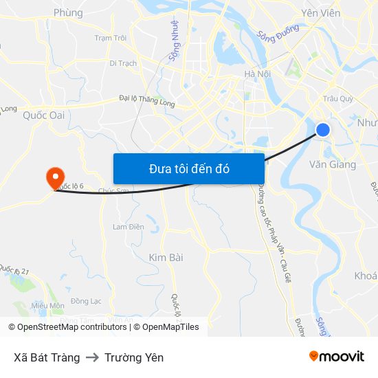 Xã Bát Tràng to Trường Yên map