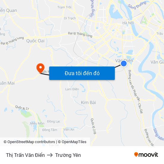 Thị Trấn Văn Điển to Trường Yên map