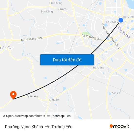 Phường Ngọc Khánh to Trường Yên map