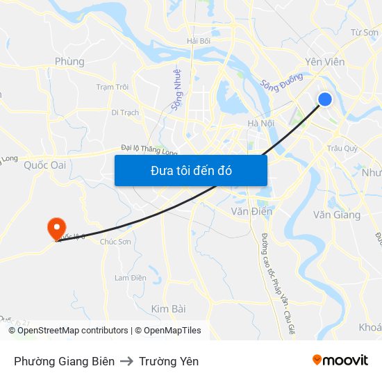 Phường Giang Biên to Trường Yên map