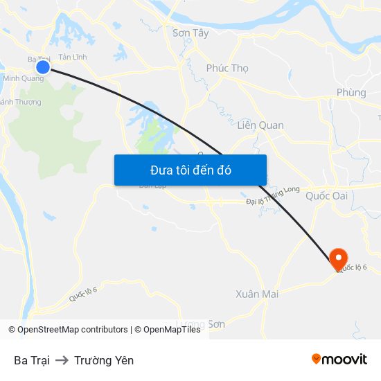 Ba Trại to Trường Yên map