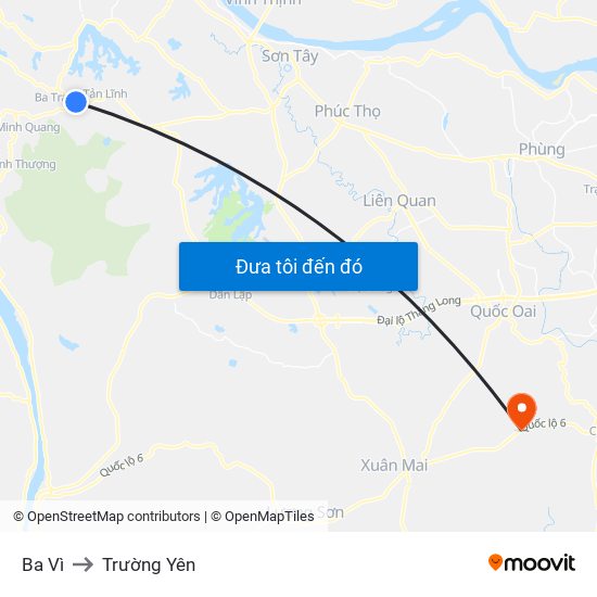 Ba Vì to Trường Yên map