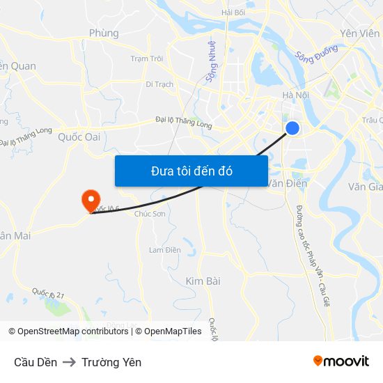 Cầu Dền to Trường Yên map